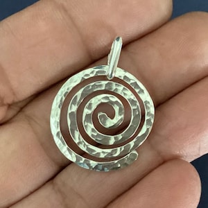 Silver Spiral Necklace * Sterling Eternity Pendant * Hammered Argentium with SS Chain * Sacred Geometry * Ancient * Spiritual Gift