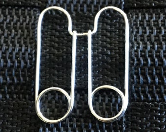 Safety Pin Earrings * Sterling Silver Hoops * SS Hoop Earrings * MetalRocks Original Design * Available in Yellow and Rose Gold