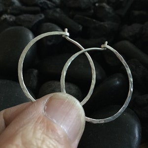 Silver Hammered Hoops * Argentium Sterling Hoop Earrings * Handmade 24 Wear with High Shine  * Great Gift * GO TO Choice for Men  and  Women