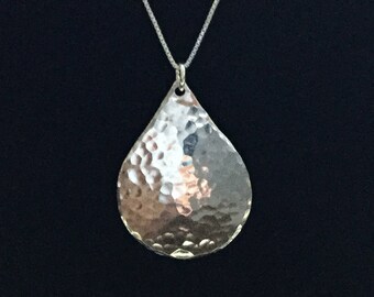 Silver Drop Pendant * Hammered Argentium Pendant * Silver Drop Necklace * SS Drop Pendant * Silver Necklace * Mother's Day Gift * Wife Gift