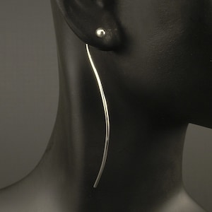 Minimalist Silver Earrings * Modern Argentium Sterling Threaders * Maria's Design * Unique Statement Artisan Sleek Sheek MetalRocks Original