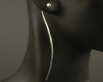 Minimalist Silver Earrings * Modern Argentium Sterling Threaders * Maria's Design * Unique Statement Artisan Sleek Sheek MetalRocks Original