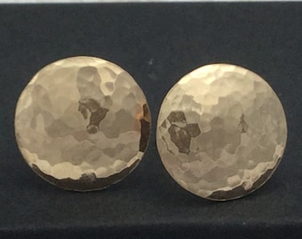 Gold Post Earrings * Hammered Disc Circle Earrings  * Classic Ageless and Timeless 14k Gold Filled Simple Beauty * Gift Ideas * Button  Stud