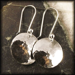 Hand Hammered Argentium Silver Earrings * Minimalist Solid Sterling Dangles