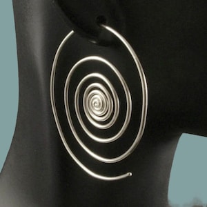 Silver Hoop Earrings  * Super Spirals * Sterling Silver Hoops * Out of the Vortex * Big Swirl Spiral * Modern Fashion Forward Fun