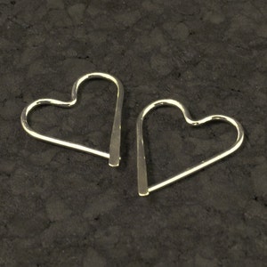 Silver Heart Hoops Catchless Sterling Earrings Hammered Sweethearts Choice of Argentium Silver-Gold-Rose Gold MetalRocks Girls Gift image 1