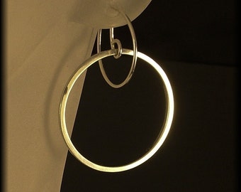 Modern Silver Hoops / Unique Floating Hoop Design /  A MetalRocks Original  / Silver Hoop Earrings / A Different Kind of Hoop