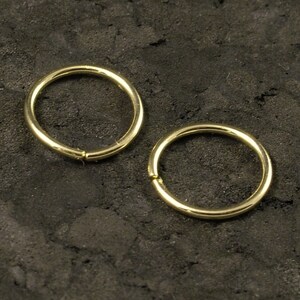 Small Gold Hoops / Tiny Gold Hoop Earrings / Small Cartilage / Tragus / Helix / Gold Nose Ring A Pair Solid 10K image 3