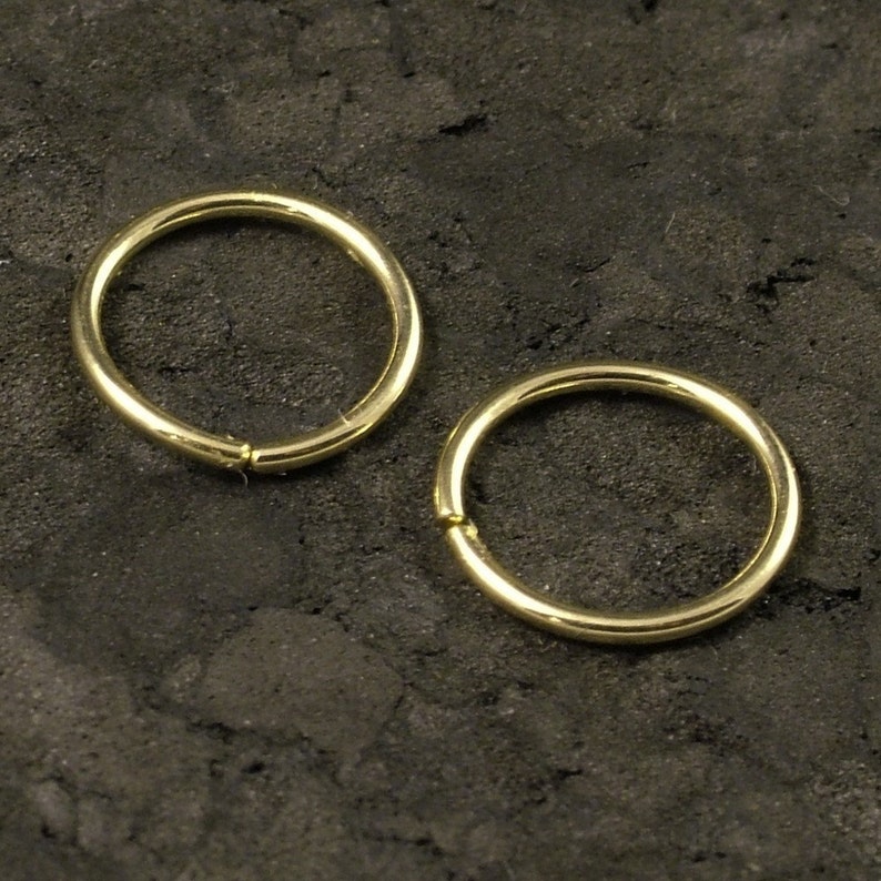 Small Gold Hoops / Tiny Gold Hoop Earrings / Small Cartilage / Tragus / Helix / Gold Nose Ring A Pair Solid 10K image 3