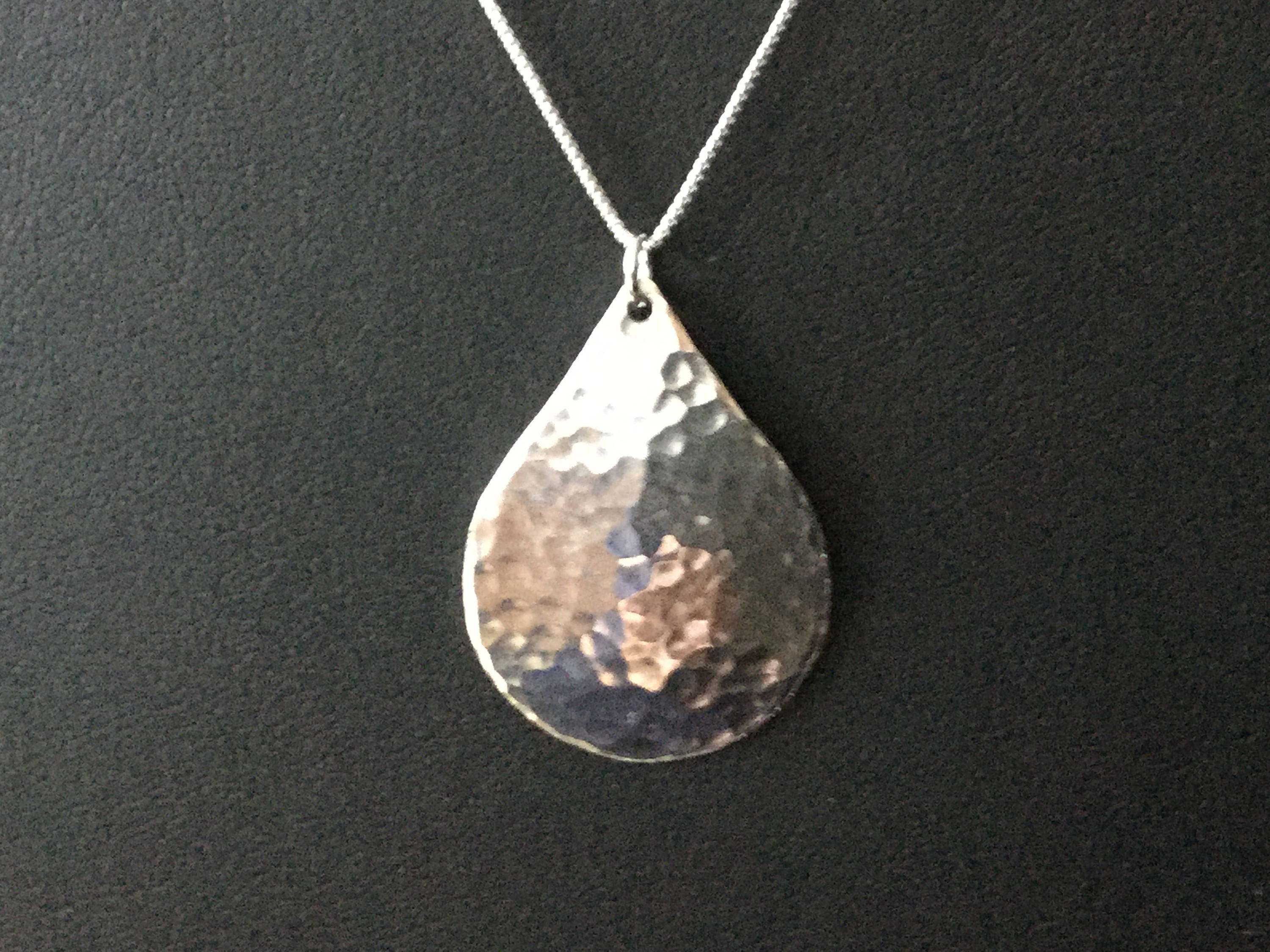 Silver Drop Pendant Hammered Argentium Pendant Silver Drop Etsy