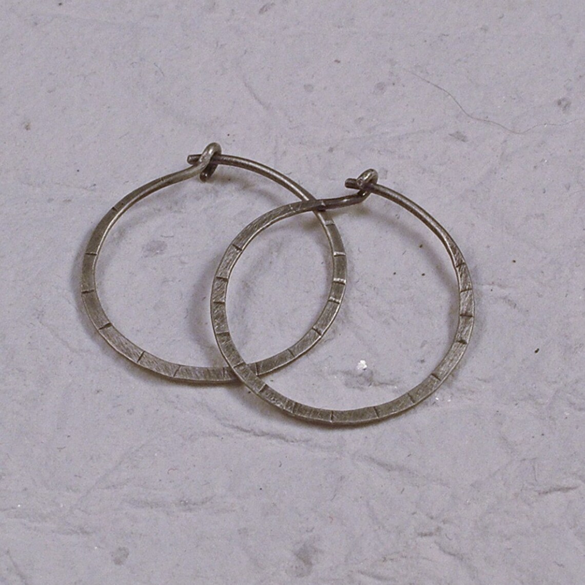 Simple Silver Hoops Small Hammered Antiqued Blackened Etsy