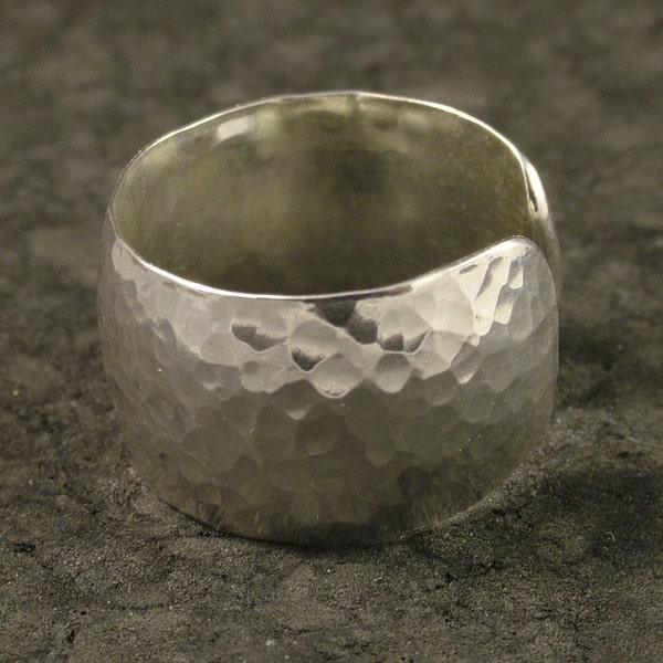 Wide Silver Arthritis Ring * Open Hammered Band * Argentium Sterling Ring with a Breathable Band * Subtle Flexibility * Simply Lovely