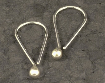 Sterling Silver Hoop Earrings / Argentium Silver Hoops / Solid Silver Drop Earrings / Tear Drop Earrings  / Simple Modern Minimalist