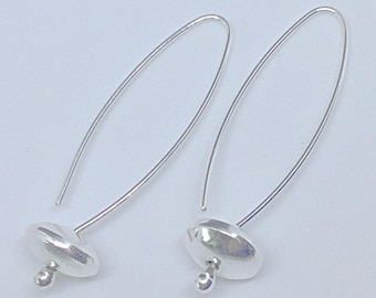 Sterling Silver Flying Saucer Earrings * Argentium SS UFO Dangle