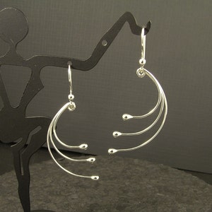 Silver Dangle Earrings Solid Sterling Silver Tear Earrings Dangles of Sterling Silver Bud Earrings Great Swing Movement image 2