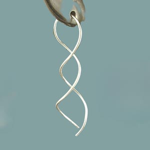 Long Spiral Sterling Silver Earrings * Twisted SS Easy Wear Dangles * Metal Swirl Earrings * Mid Century Modern * Corkscrew Earrings