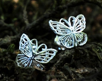 Silver Butterly Post Earrings * Small Beautiful Intricate but Sturdy Studs * Summer Style Perfect Gift for Girls Mom Nature Lover