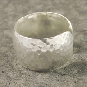 Open Hammered Silver Band * Wide Breathable Sterling Ring * Handmade
