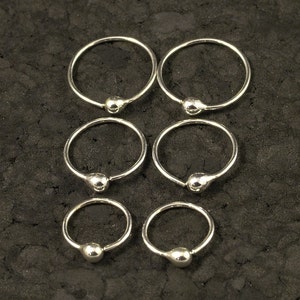 Small Silver Hoop Set Customize to your Size Argentium Sterling Rings Tear Drop Tragus Ear Nose Ring 10mm 12.5mm 15mm image 1