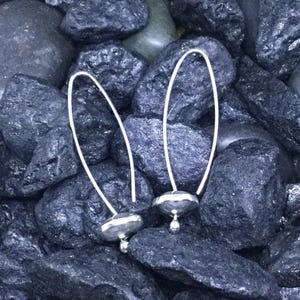 Mini Silver Flying Saucer Earrings featuring Cast SS Bead * Simple Fun Minimalist UFO Dangle Design * Gift for Teens