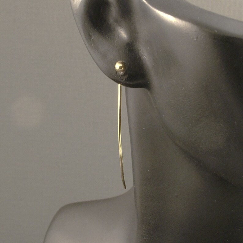 10K Solid Gold Post Earrings With Extended Tail / Gold Goddess Etsy