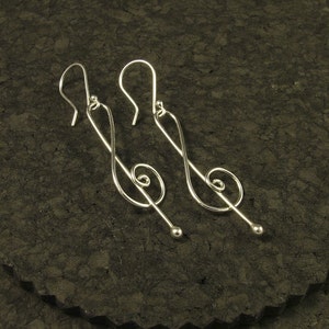 Silver Dangle Earrings / Musical Dangles / Music to My Ears / Treble Clef / A Rockn Metal Design Sweet Sweet Music image 4