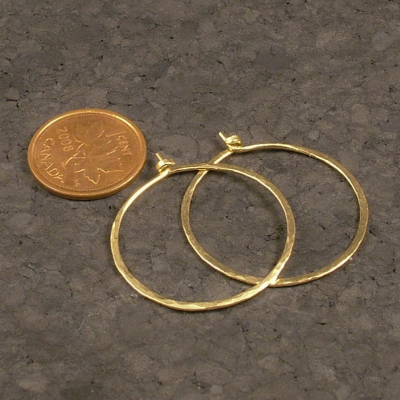 Hammered Gold Hoops Simple Minimalist Everyday Wear Hoop Earrings Available in Rose Gold Gift for Women / Girls Classic Comfort image 4