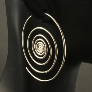 Silver Hoop Earrings  * Super Spirals * Sterling Silver Hoops * Out of the Vortex * Big Swirl Spiral * Modern Fashion Forward Fun