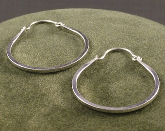 Silver Handmade Hoops - Argentium Hoop Earrings - Classic Minimalist Everyday Wear - Ladies Gift - MetalRocks - SS Sleeper Hoops