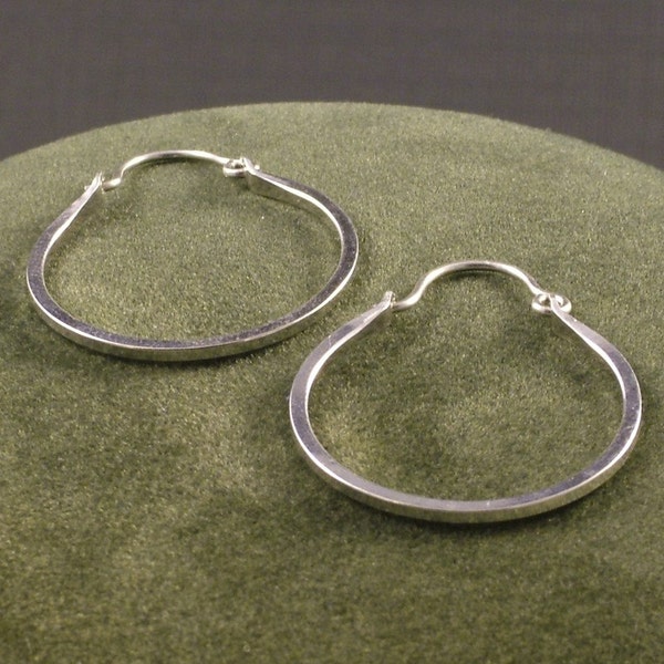 Silver Handmade Hoops - Argentium Hoop Earrings - Classic Minimalist Everyday Wear - Ladies Gift - MetalRocks - SS Sleeper Hoops