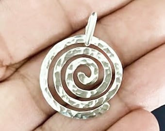 Argentium Silver Spiral Necklace * Handmade Hammered Eternity Pendant * Ancient Charm