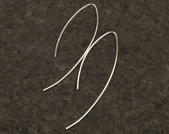 Long Silver Earrings - Sleek and Elegant Argentium Sterling Silver Dangles - Simple Metal Curves of Elegance READY TO SHIP