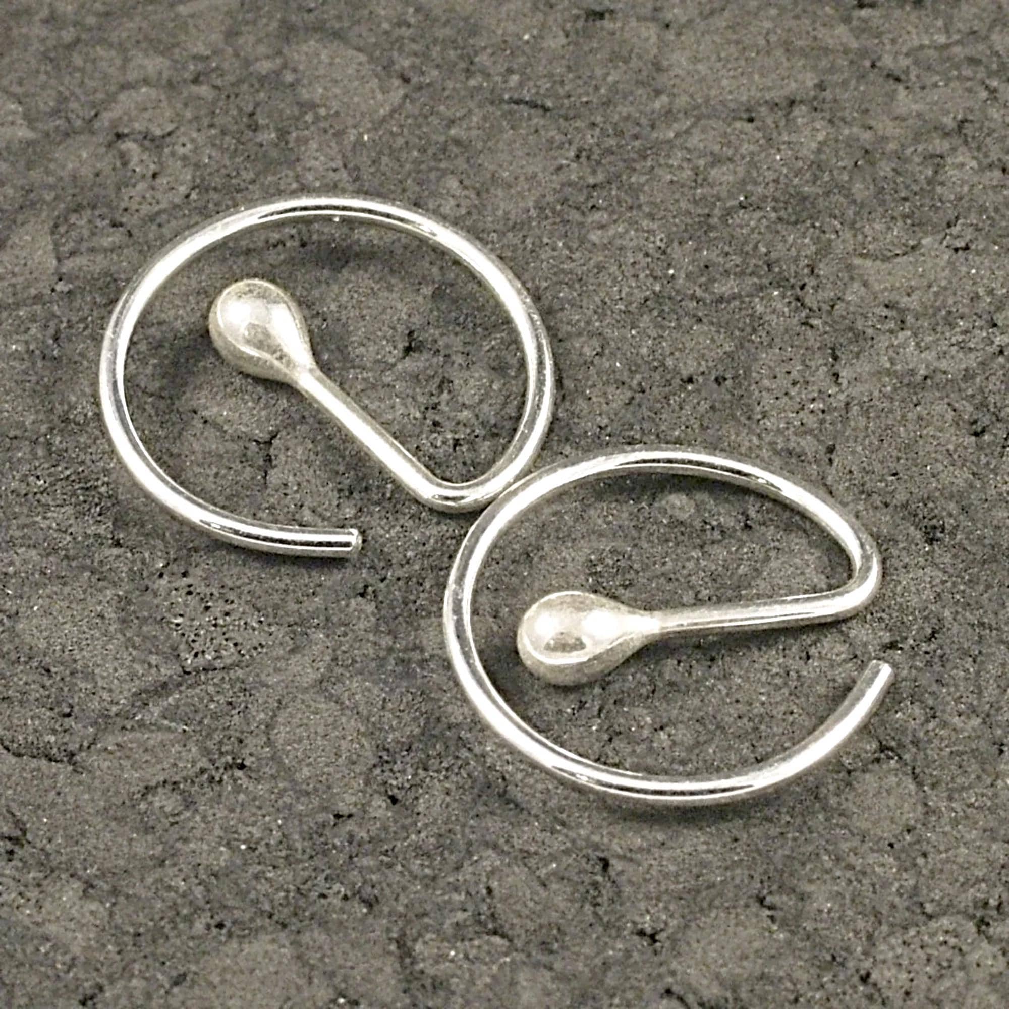 Small Silver Hoops * Sleeper Hoop Earrings *  Unisex * 24 Hour Wear SS Argentium Earrings * A MetalRocks Original Modern Sheek