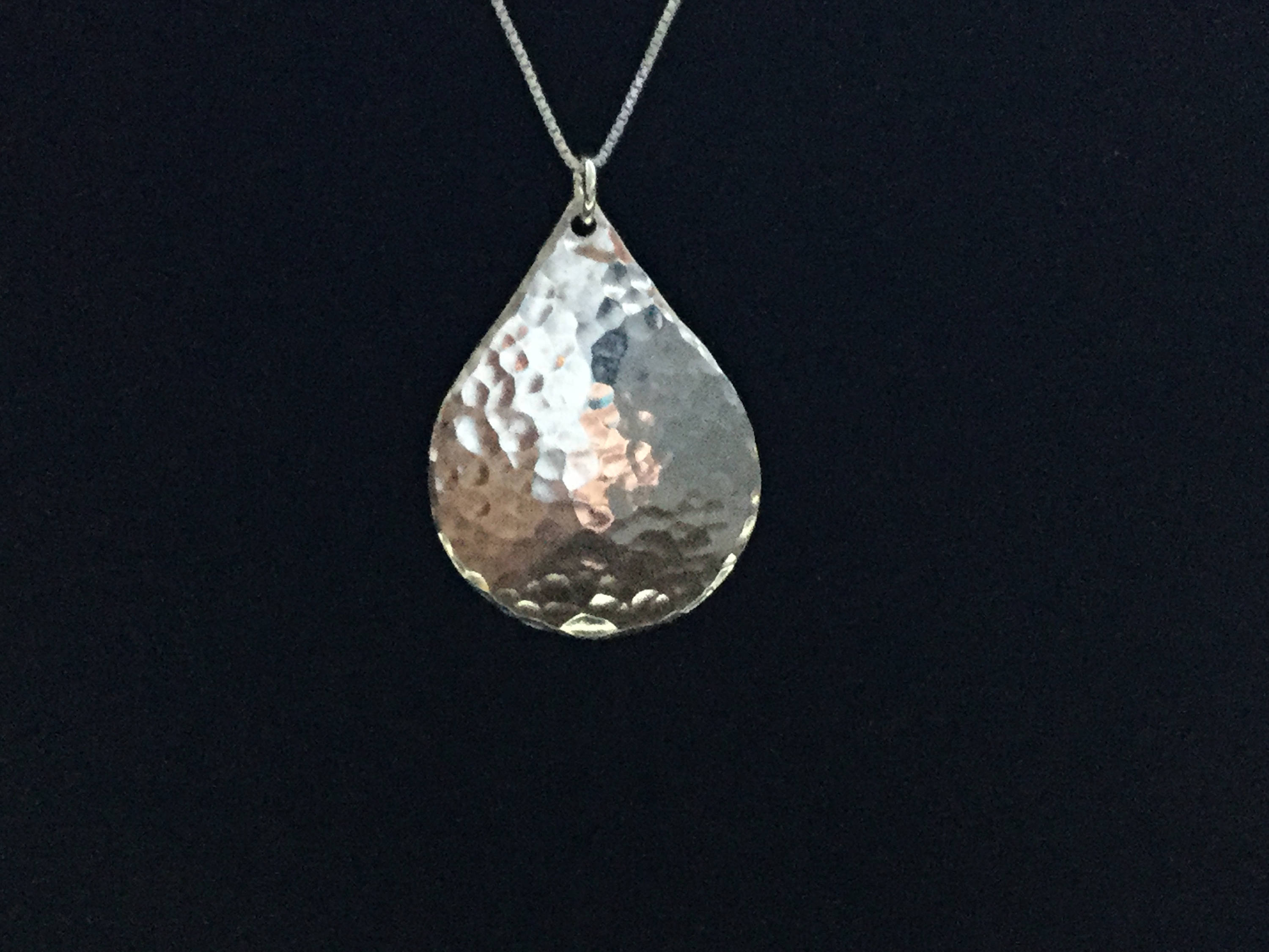 Silver Drop Pendant Hammered Argentium Pendant Silver Drop Etsy Canada