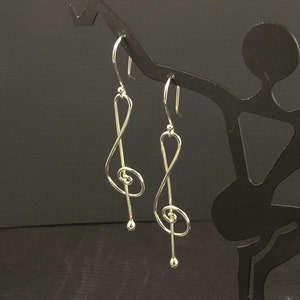 Silver Dangle Earrings / Musical Dangles / Music to My Ears / Treble Clef / A Rockn Metal Design Sweet Sweet Music image 3