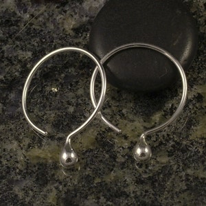 Open Silver Hoops / Silver Hoop Earrings / Simple Minimalist Classic Everyday Wear for All Ages Budded Teared Silver Drop image 4
