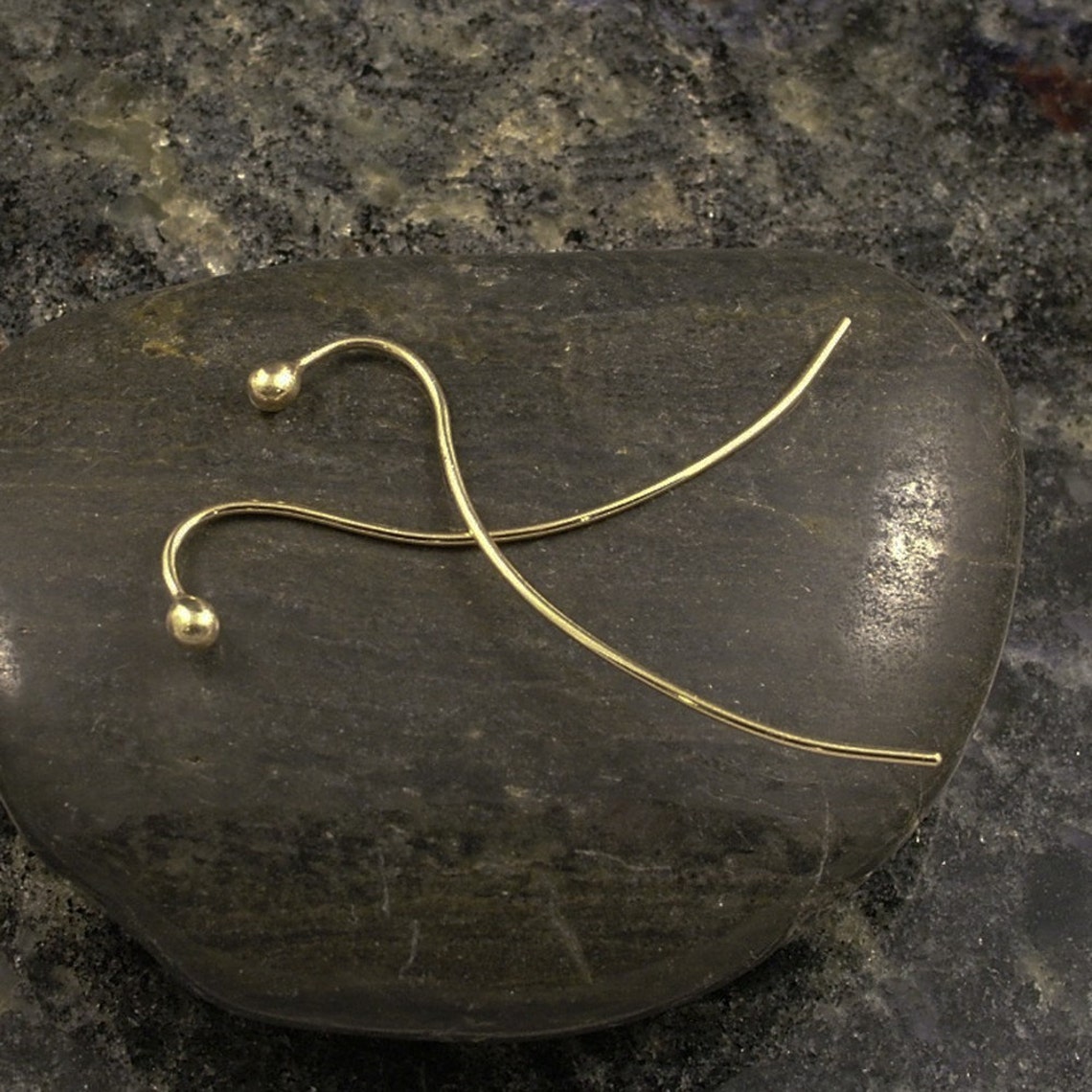 10K Solid Gold Post Earrings With Extended Tail / Gold Goddess Etsy