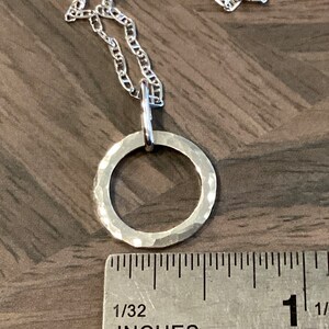 Petite Silver Circle Pendant Sturdy Hammered Argentium Eternity Necklace Timeless Classic Symbol of Eternal Love Fabulous Gift image 7