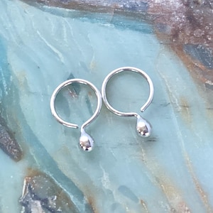 Tiny Silver Drop Huggie Hoops * Little Teardrop Sleeper Earrings Also in 10k Gold * Small Unique Minimalist Cartilage Helix Tragus Rings