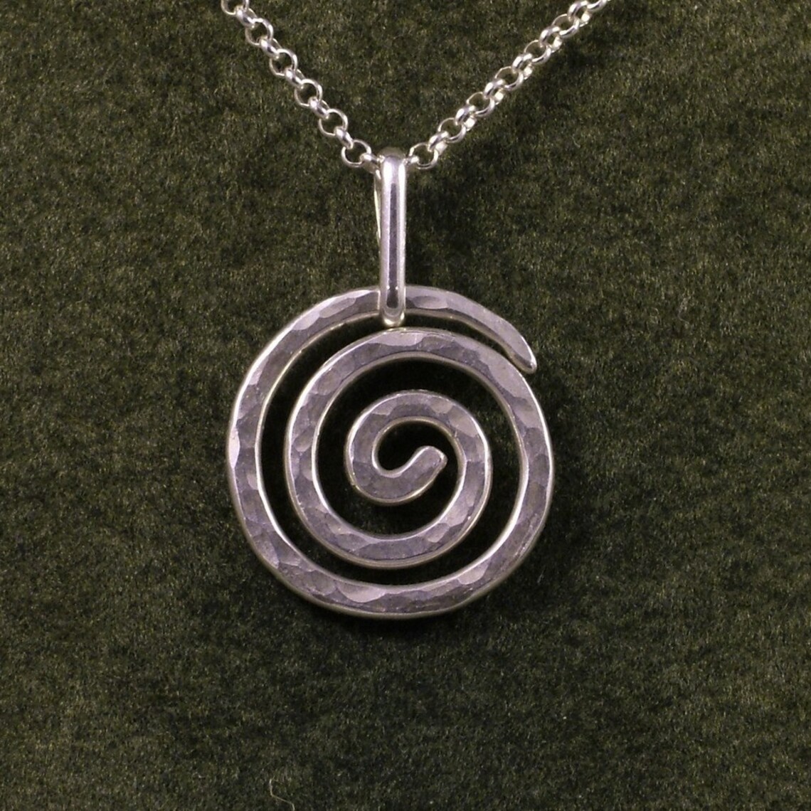 Silver Spiral Necklace Sterling Eternity Pendant Hammered - Etsy