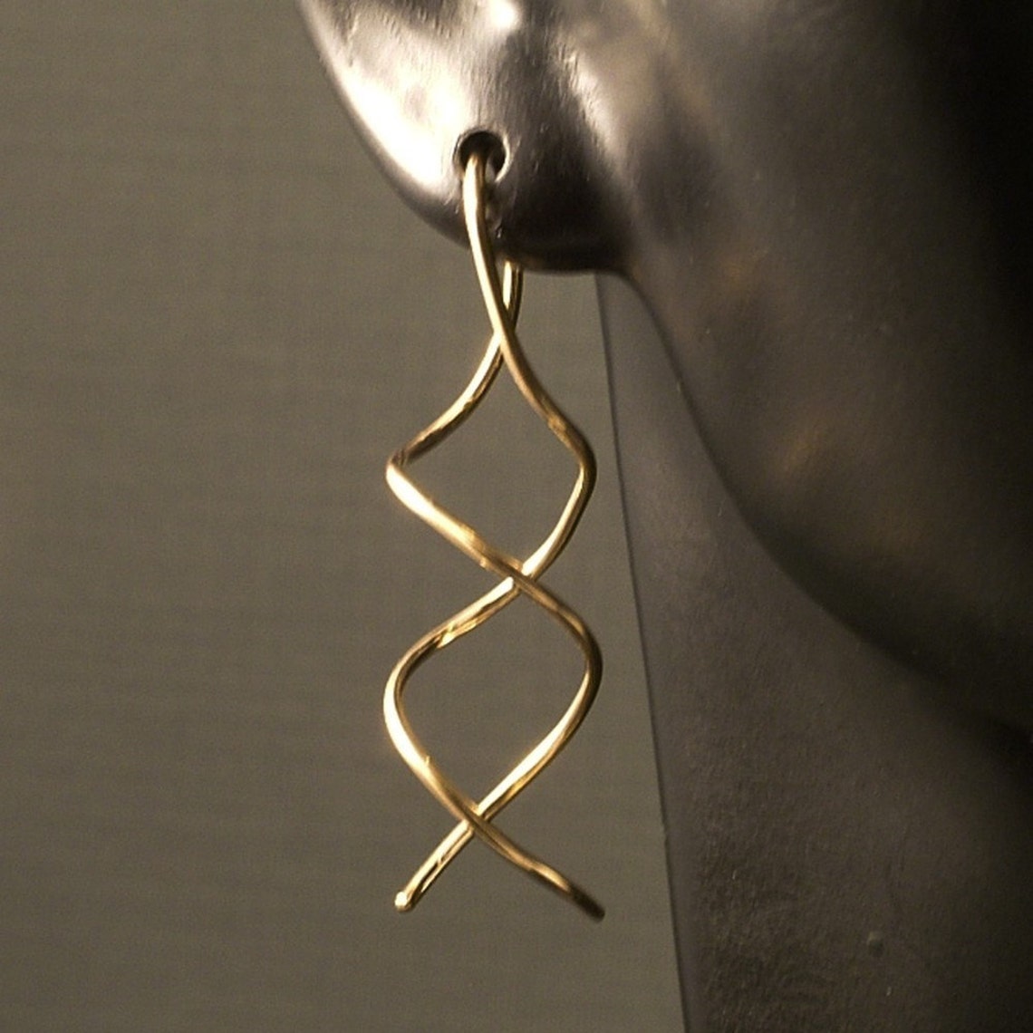 Rose Gold Earrings / Twisted Spiral Dangle Earrings / Uniquely Etsy