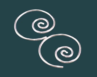 Simple Silver Swirl Hoops * Argentium Sterling Minimalist Coil Earrings * Pretty SS Curls