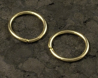 Small Gold Hoops / Tiny Gold Hoop Earrings / Small Cartilage / Tragus / Helix / Gold Nose Ring - A Pair Solid 10K