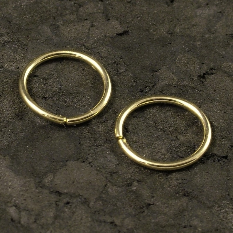 Small Gold Hoops / Tiny Gold Hoop Earrings / Small Cartilage / Tragus / Helix / Gold Nose Ring A Pair Solid 10K image 1