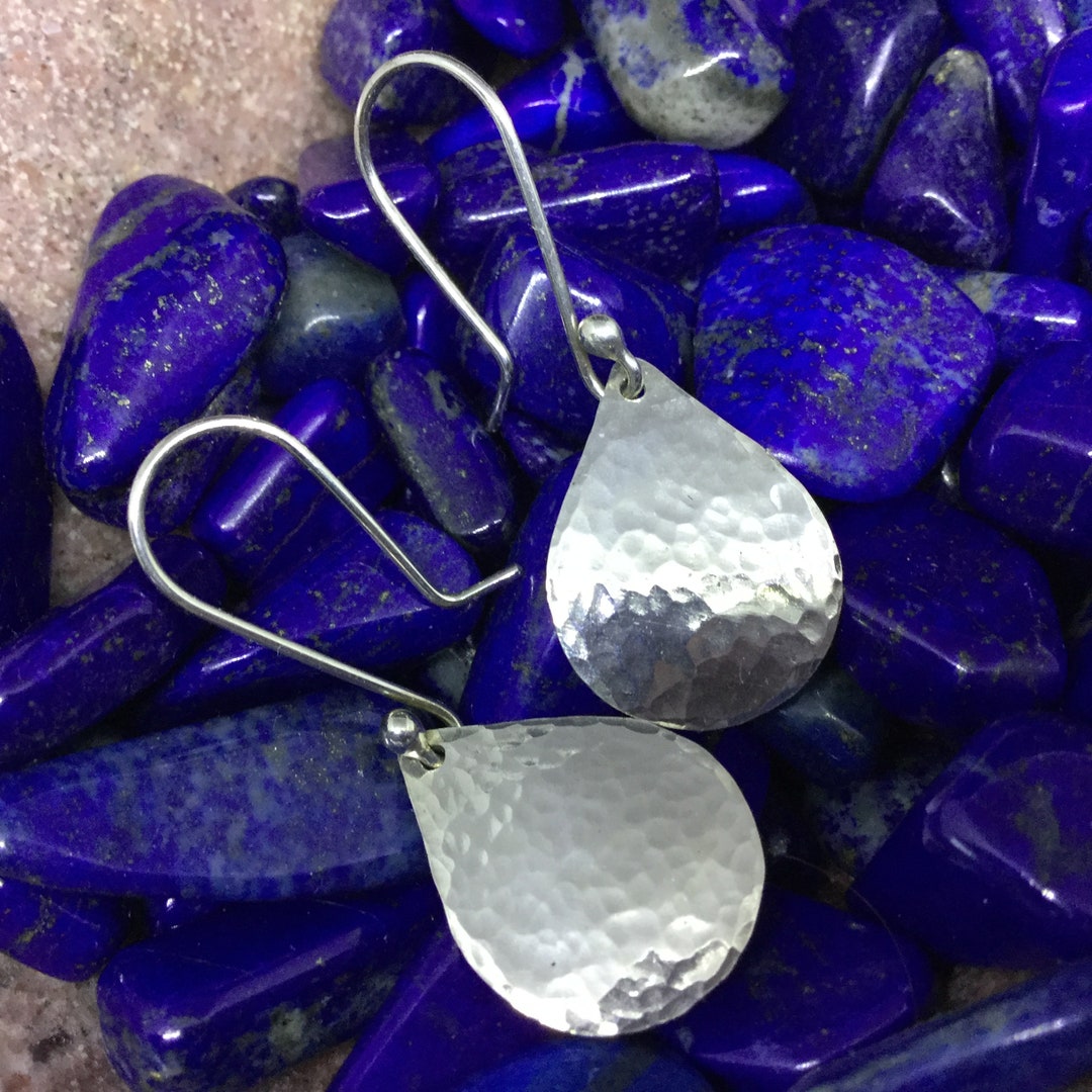 Hammered Silver Drop Earrings Argentium Dangle Drops of Silver Classic ...