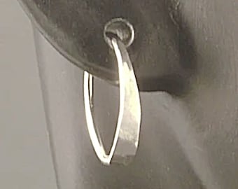 Hammered Sterling Silver Sleeper Hoops * Handmade Flat Smooth Argentium Earrings