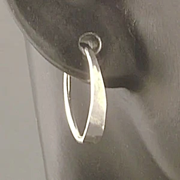 Hammered Silver Sleeper Hoops * Argentium Sterling Catchless Earrings