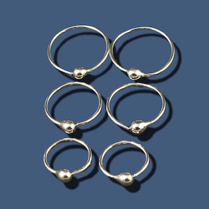Small Silver Hoop Set  * Customize to your Size * Argentium Sterling  Rings * Tear Drop Tragus Ear Nose Ring  * 10mm 12.5mm 15mm