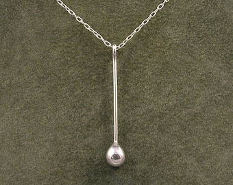 Silver Drop Necklace / Solid Sterling Pendant with SS Chain and Clasp / Metal Elegance / Handmade in MetalRocks Studio