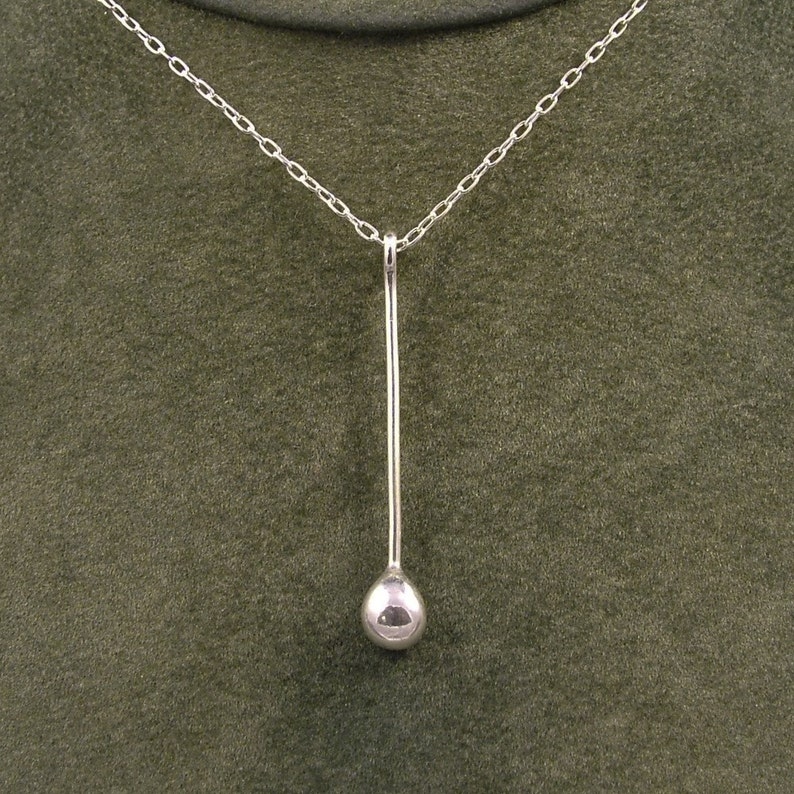 Silver Drop Necklace / Solid Sterling Pendant with SS Chain Etsy